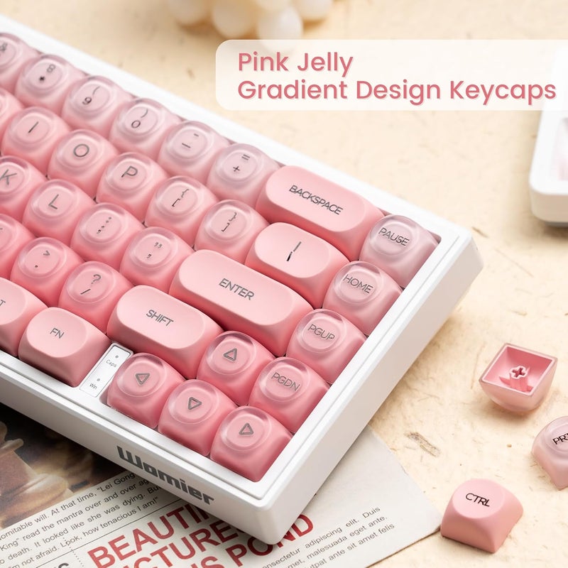 Rainy75 PBT Keycaps, Jelly Keycap Foundation MOA Profile, 132 Keys Cute Custom Keycaps for Cherry Gateron MX Swithes Mechanical Keyboards (Blush Pink) - Image 2